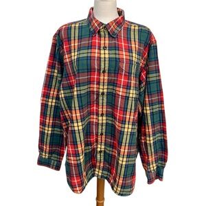 L.L. Bean Traditional Fit Multicolor Plaid Flannel 100% Cotton Men’s XL-Reg
